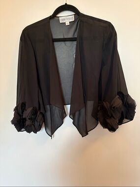 Emma Street Black Sheer Floral Sleeve Shrug
